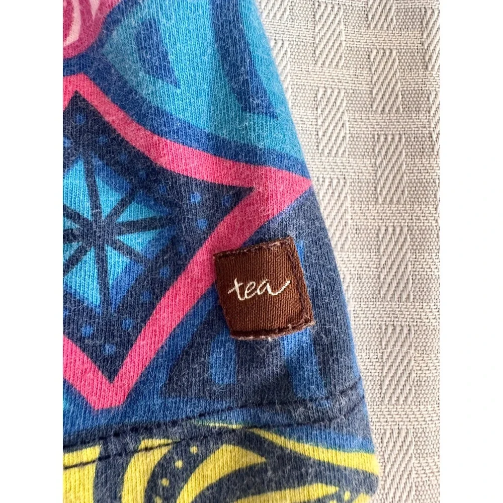 Tea Collection Girls Size‎ 8 Halter Dress Teal Pink Geometric Medallion Cotton